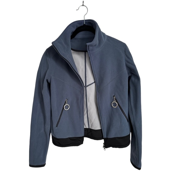 Erin Snow Fleece Full Zip Jacket Slate Blue Zip Pockets Size Small - Picture 2 of 11